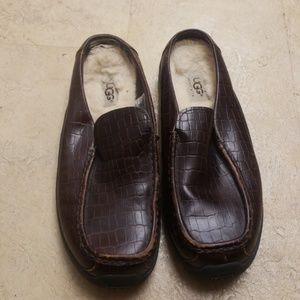 UGG tiburon brown croc leather mules